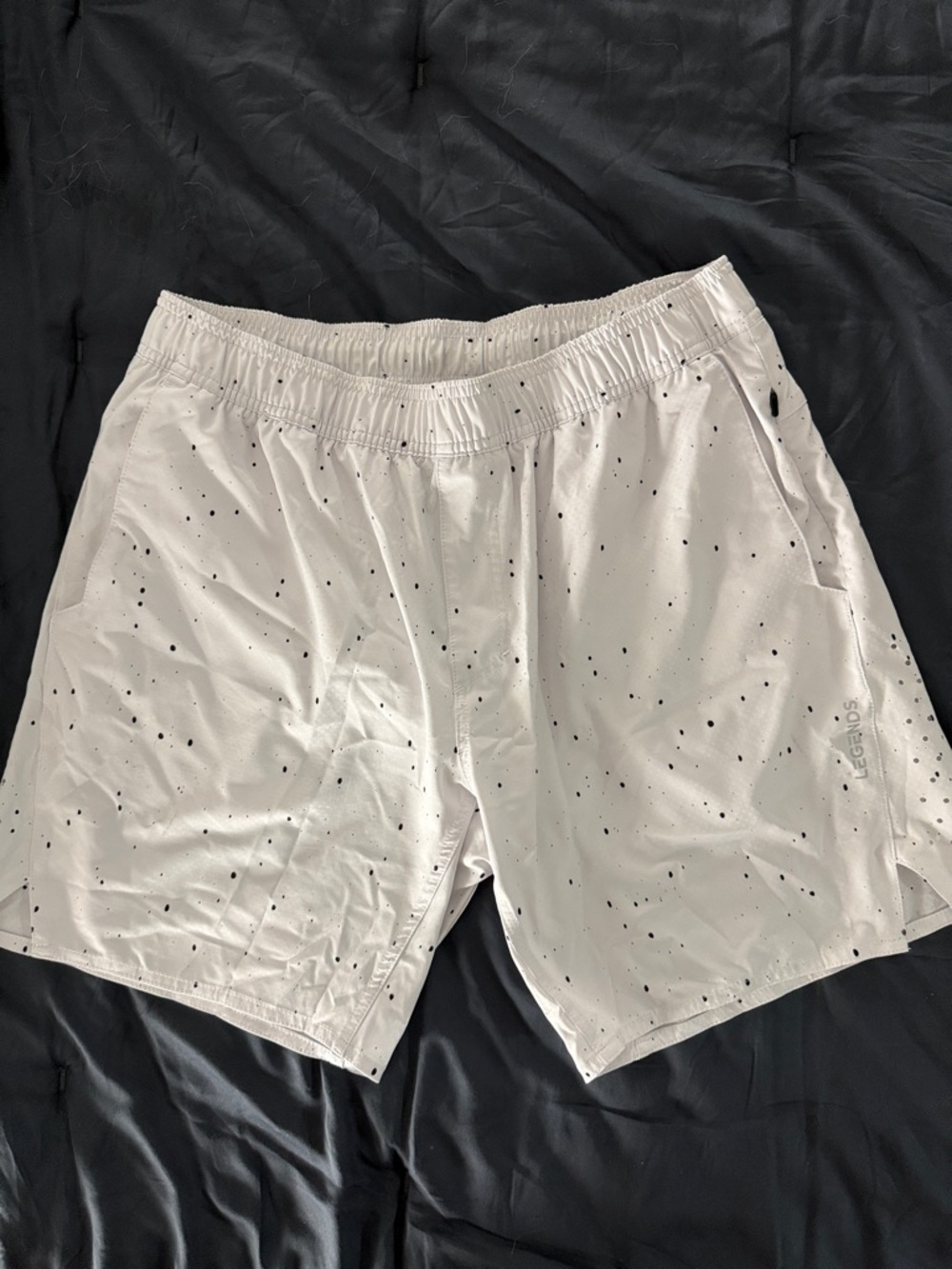 Legends Luka HD White Athletic Shorts (w/Liner) with Black Speckle